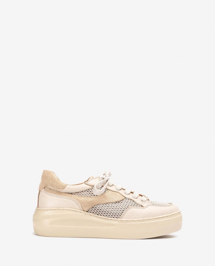 Baskets en cuir et résille Unisa Femme - Blanc Baskets en cuir et résille Unisa Femme - Blanc