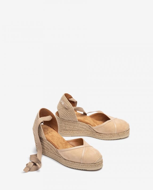 Espadrilles nouées Unisa avec raphia imprimé - Beige Espadrilles nouées Unisa avec raphia imprimé - Beige