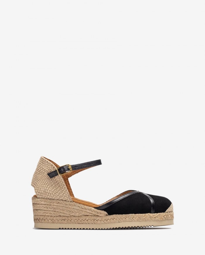 Espadrilles Unisa en cuir et daim pour femme - Noir Espadrilles Unisa en cuir et daim pour femme - Noir