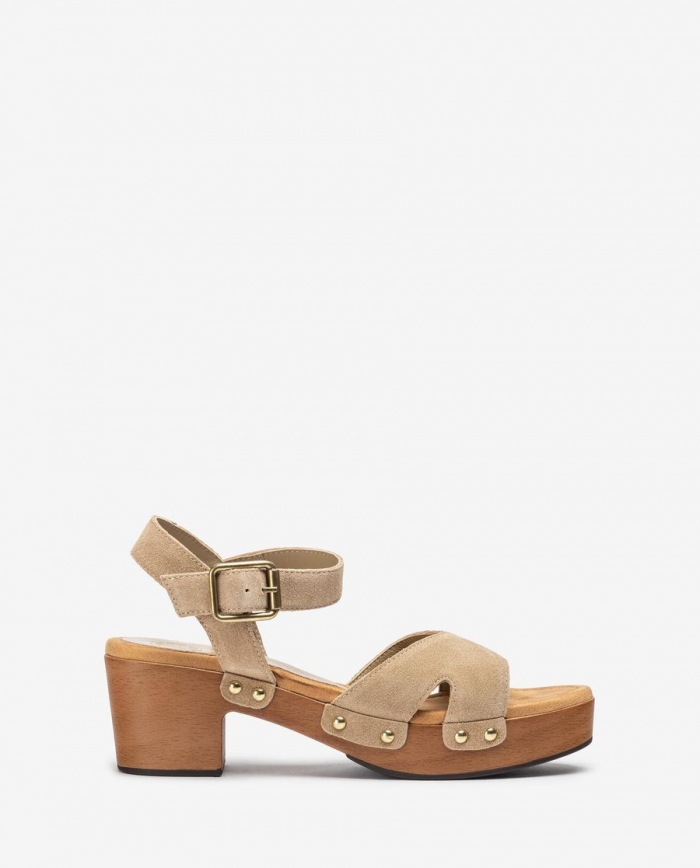Sandale en daim à motif bloc Unisa Femme - Beige Sandale en daim à motif bloc Unisa Femme - Beige