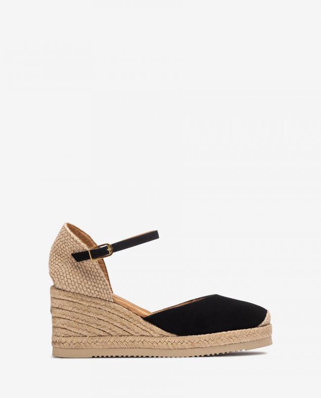 Espadrilles Unisa Femme en daim avec bride arrière - Noir Espadrilles Unisa Femme en daim avec bride arrière - Noir