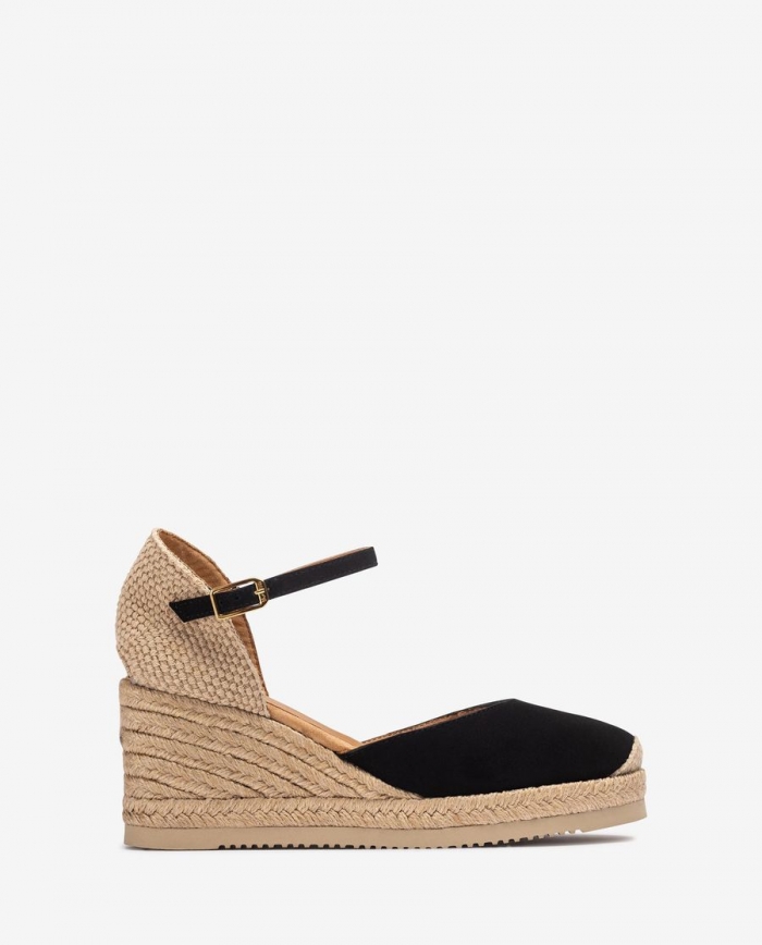Espadrilles Unisa Femme en daim avec bride arrière - Noir Espadrilles Unisa Femme en daim avec bride arrière - Noir