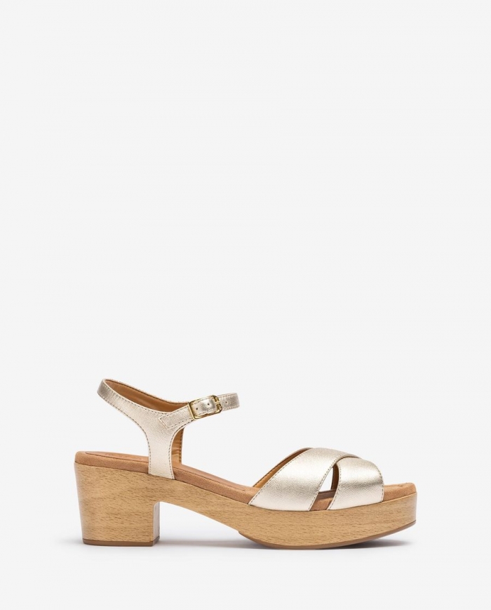 Sandales compensées Unisa pour femme à brides croisées - Doré Sandales compensées Unisa pour femme à brides croisées - Doré