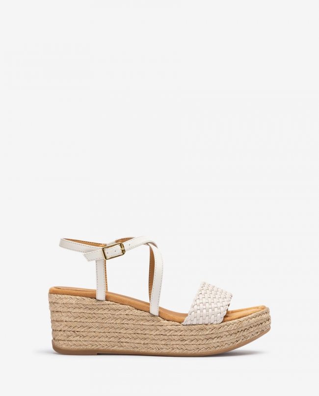 Sandales en cuir raphia Unisa pour femme - Blanc Sandales en cuir raphia Unisa pour femme - Blanc
