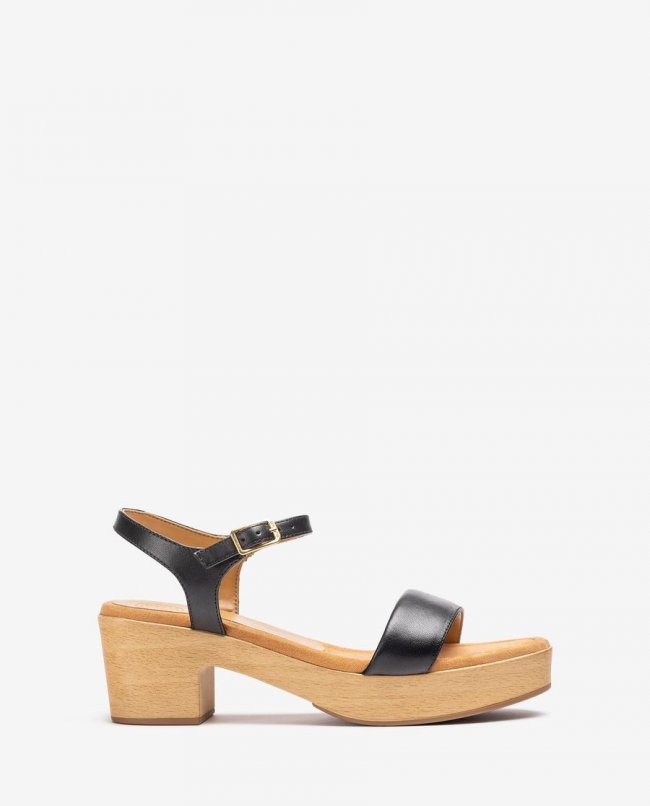 Sandales Unisa effet bois pour femme - Noir