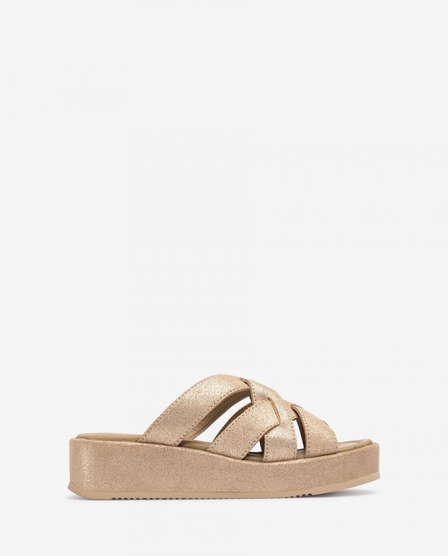 Sandales larges croisées Unisa pour femme - Doré Sandales larges croisées Unisa pour femme - Doré