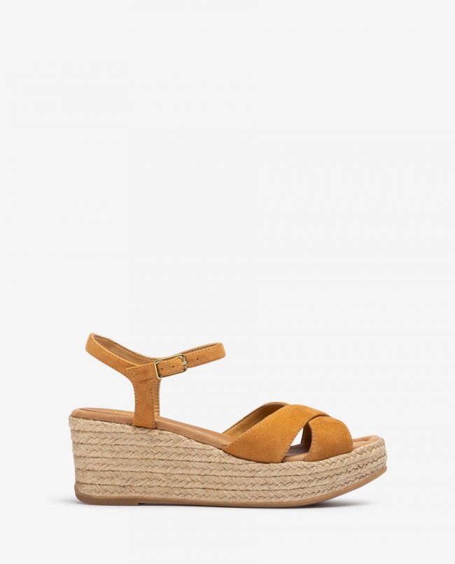 Sandales à brides croisées et raphia Unisa pour femme - Marron Sandales à brides croisées et raphia Unisa pour femme - Marron