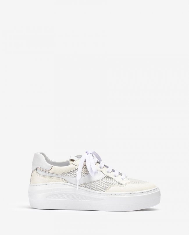 Baskets en cuir et résille Unisa Femme - Blanc Baskets en cuir et résille Unisa Femme - Blanc