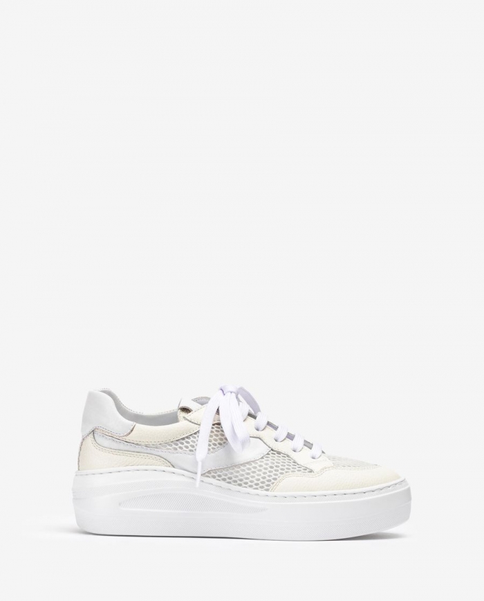 Baskets en cuir et résille Unisa Femme - Blanc Baskets en cuir et résille Unisa Femme - Blanc