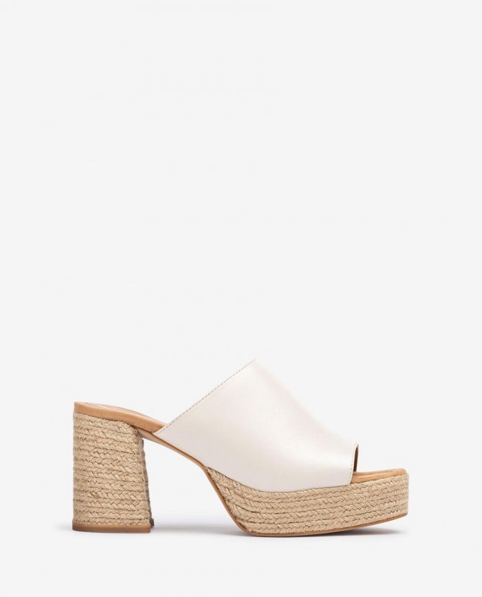 Sandales à plateforme et talon en jute naturel Unisa pour femme - Blanc Sandales à plateforme et talon en jute naturel Unisa pour femme - Blanc