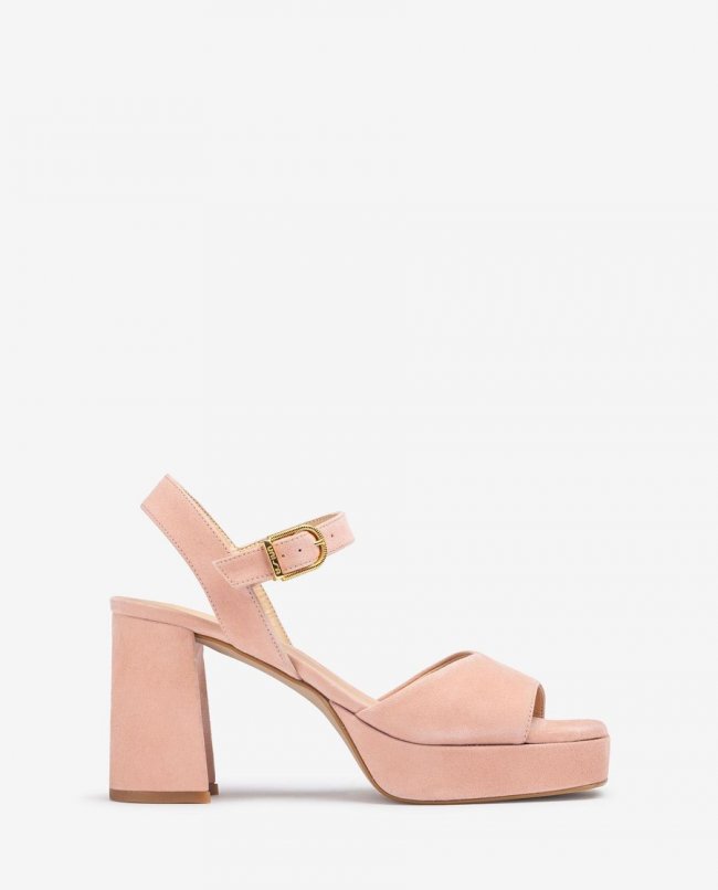 Sandales à talon carré en daim Unisa pour femme - Rose
