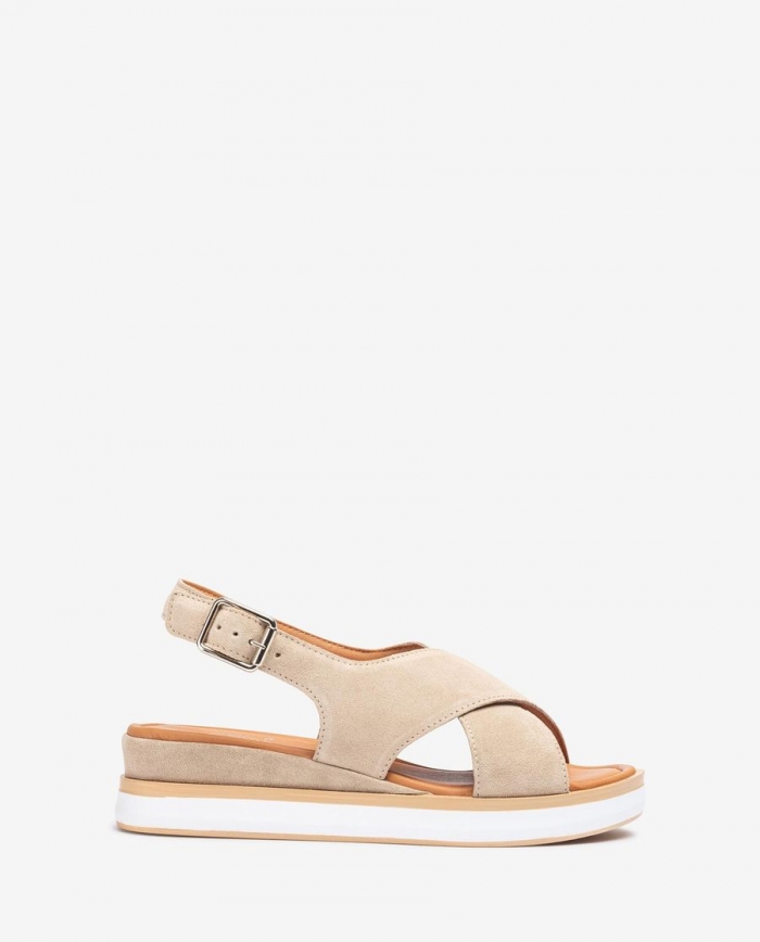 Sandales à larges brides croisées Unisa pour femme - Beige