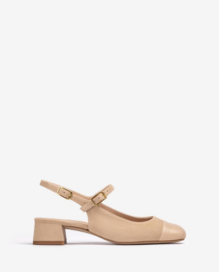 Ballerines Unisa femme à bout carré et bride arrière - Beige Ballerines Unisa femme à bout carré et bride arrière - Beige