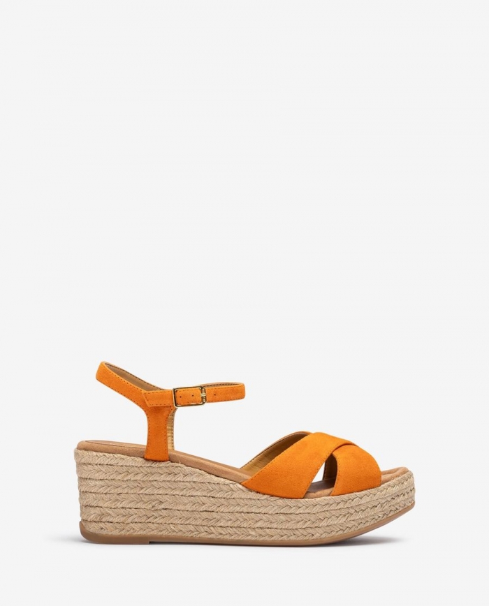 Sandales Unisa à brides croisées et raphia - Orange Sandales Unisa à brides croisées et raphia - Orange