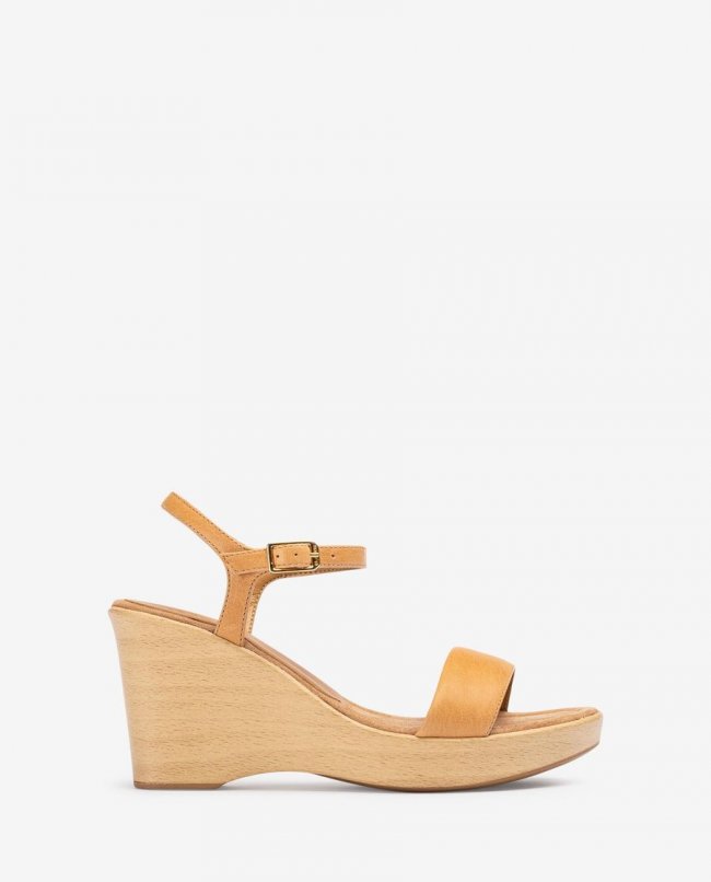 Sandales compensées en cuir Unisa pour femme - Marron Sandales compensées en cuir Unisa pour femme - Marron