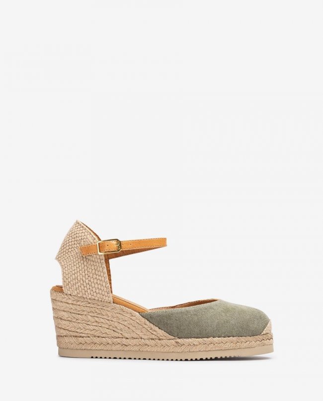 Espadrilles à bride arrière Unisa Femme en lin écologique - Vert Espadrilles à bride arrière Unisa Femme en lin écologique - Vert