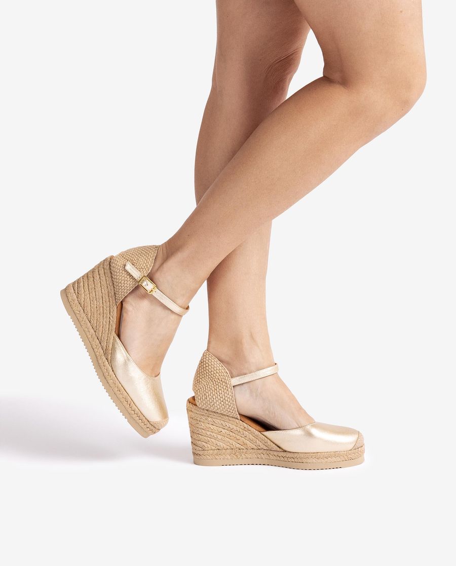 Espadrilles compensées métallisées Unisa Femme - Doré