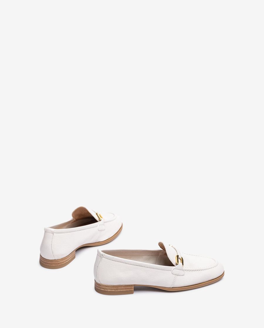Mocassins Unisa Femme avec bordure en cuir assorti - Blanc