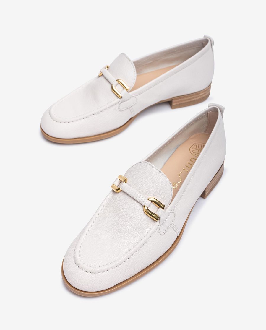 Mocassins Unisa Femme avec bordure en cuir assorti - Blanc