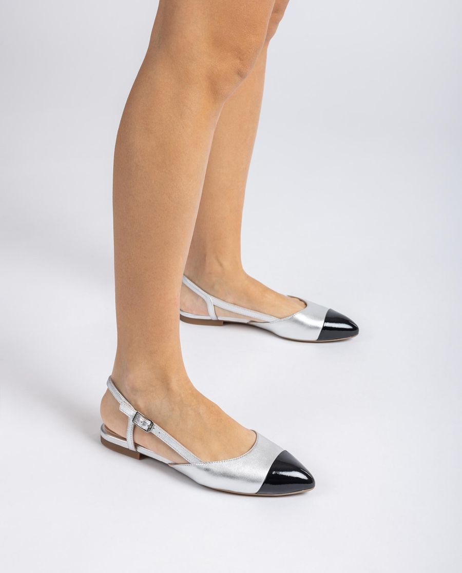 Babes plates bicolores Unisa pour femme - Argentées / Noires