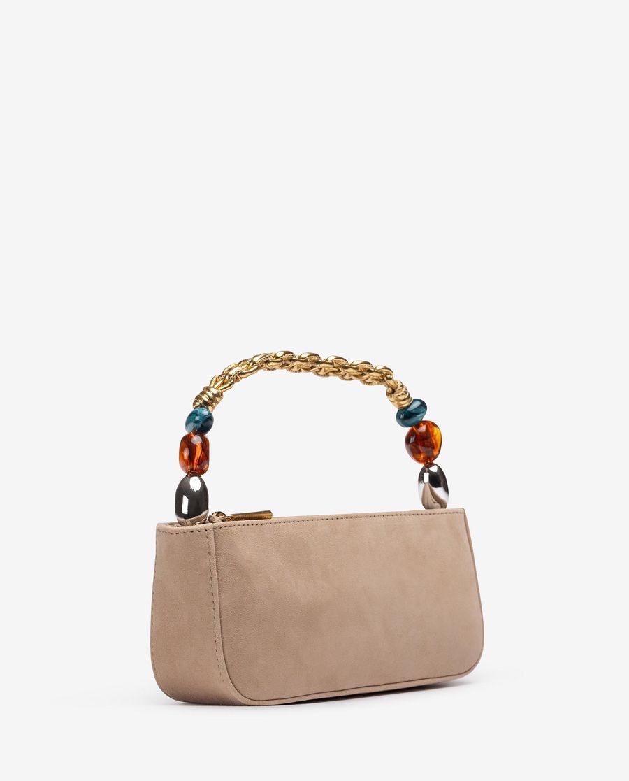 Sac à main Unisa avec anse tressée et ornements - Beige
