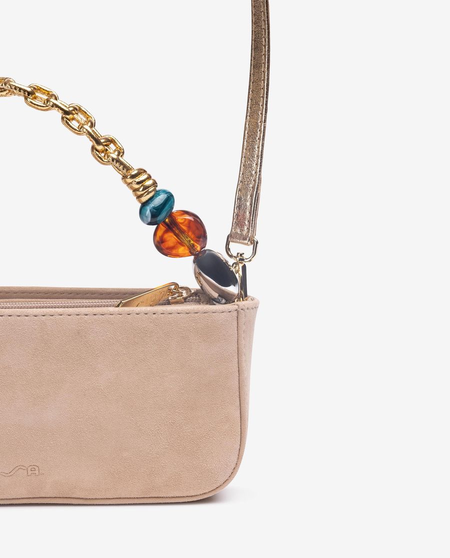 Sac à main Unisa avec anse tressée et ornements - Beige