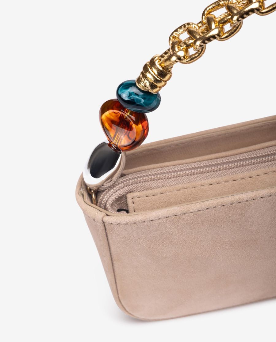 Sac à main Unisa avec anse tressée et ornements - Beige