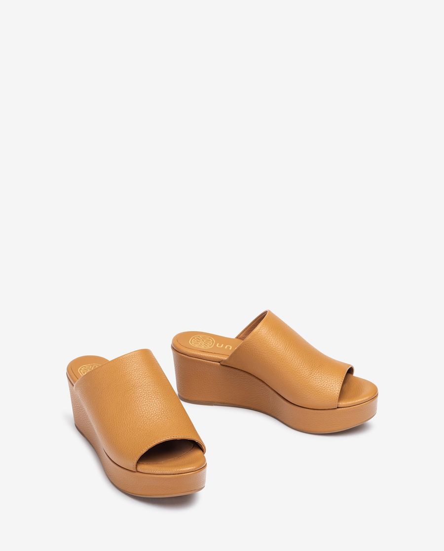 Sandales mules en cuir Unisa pour femme - Marron
