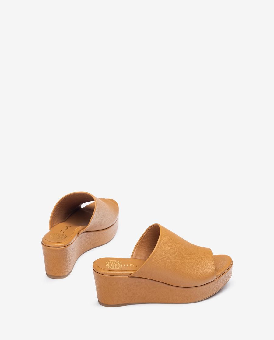 Sandales mules en cuir Unisa pour femme - Marron