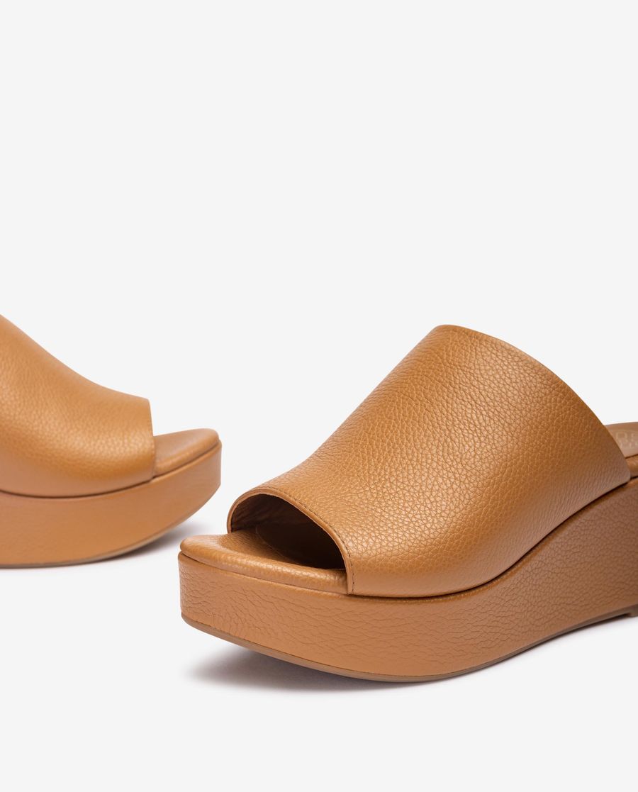 Sandales mules en cuir Unisa pour femme - Marron