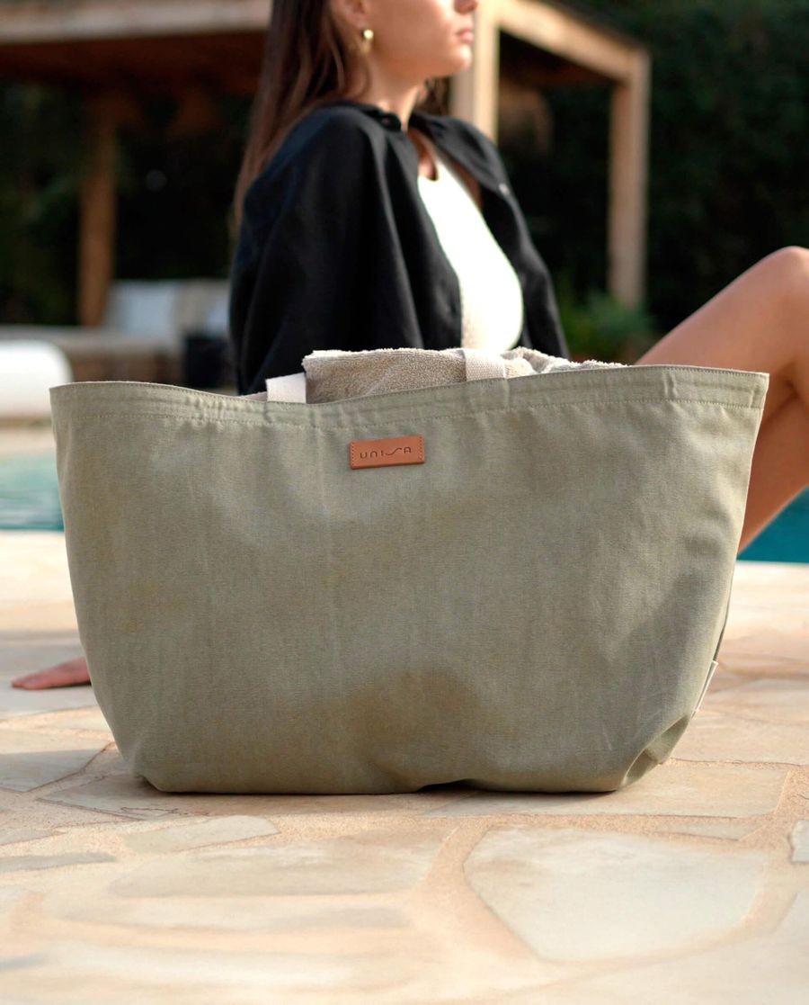 Maxi sac de plage Unisa en tissu recyclé LIME