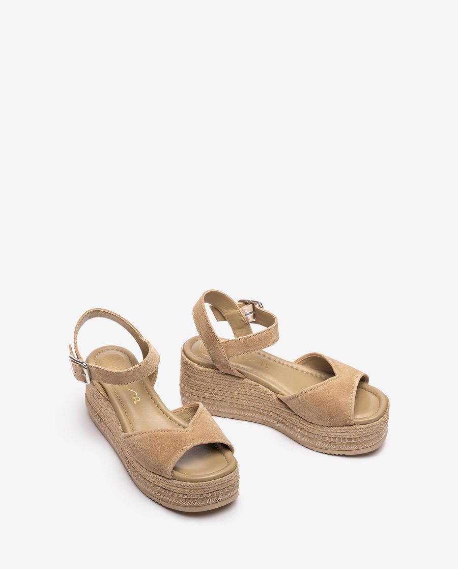 Sandales compensées Unisa pour femme avec détails - Beige