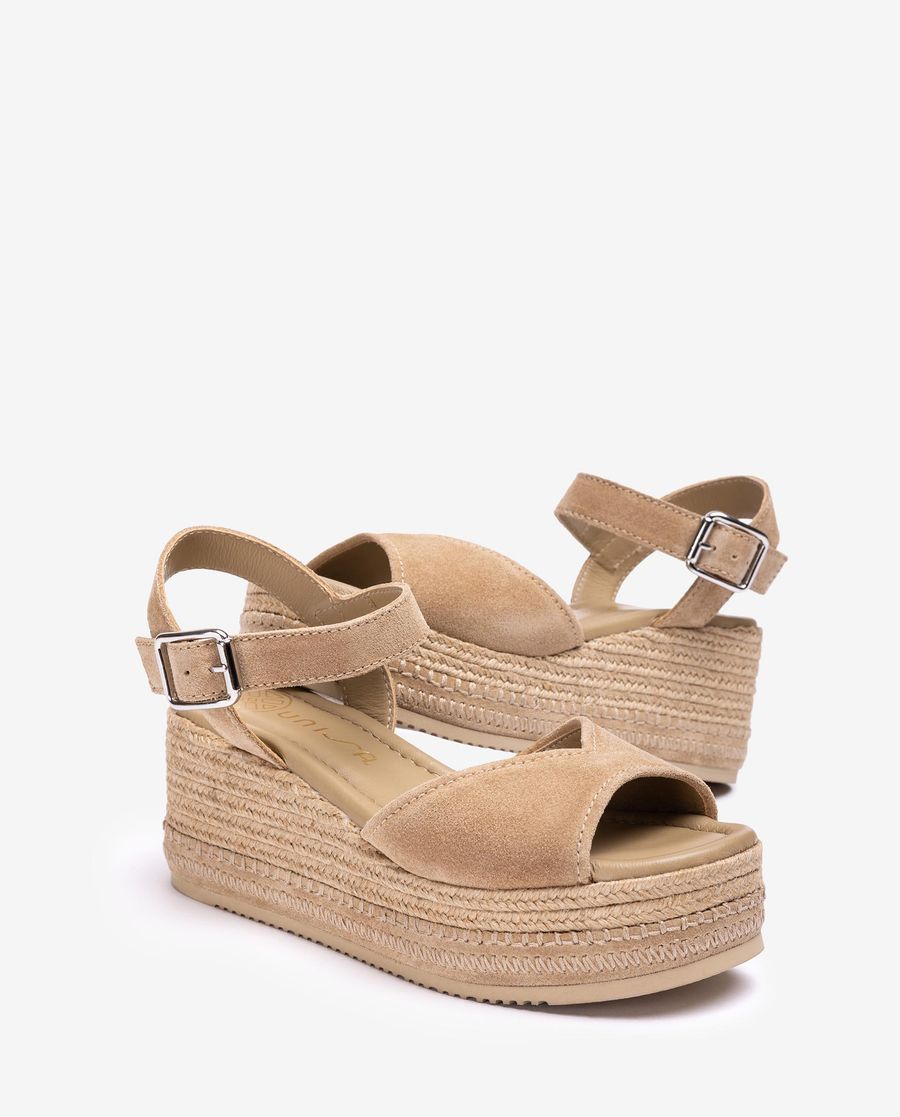 Sandales compensées Unisa pour femme avec détails - Beige