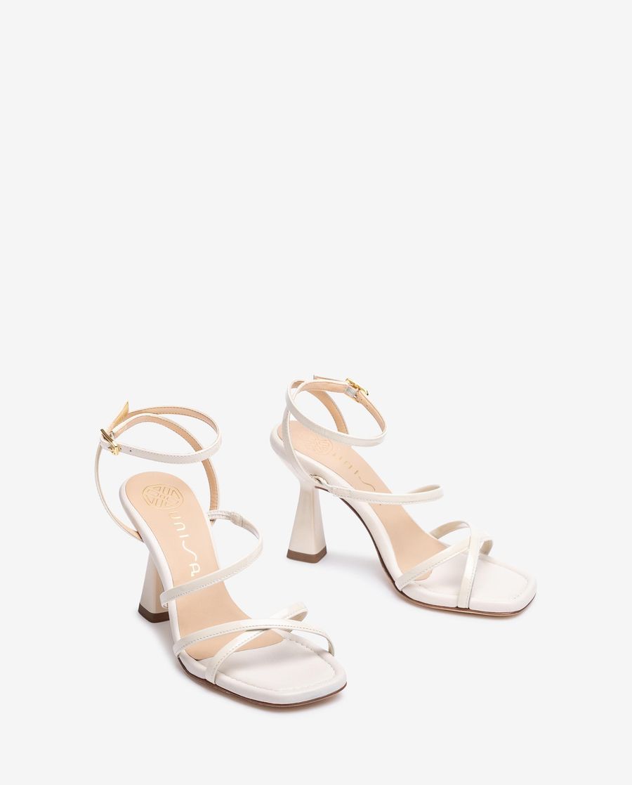 Sandales à brides multiples en cuir verni Unisa pour femme - Blanc