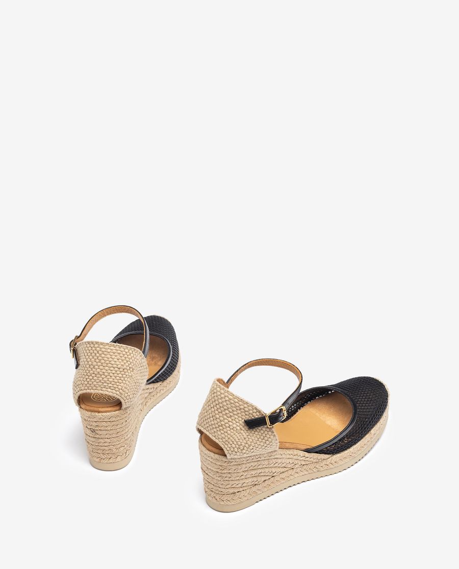 Espadrilles en maille et cuir Unisa pour femme - Noir