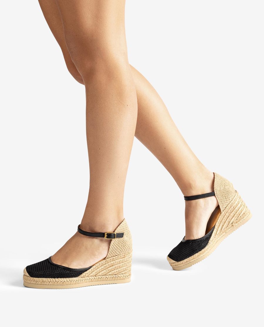 Espadrilles en maille et cuir Unisa pour femme - Noir