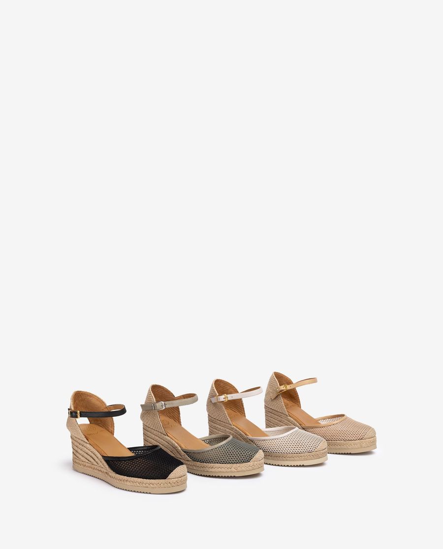 Espadrilles en maille et cuir Unisa pour femme - Noir