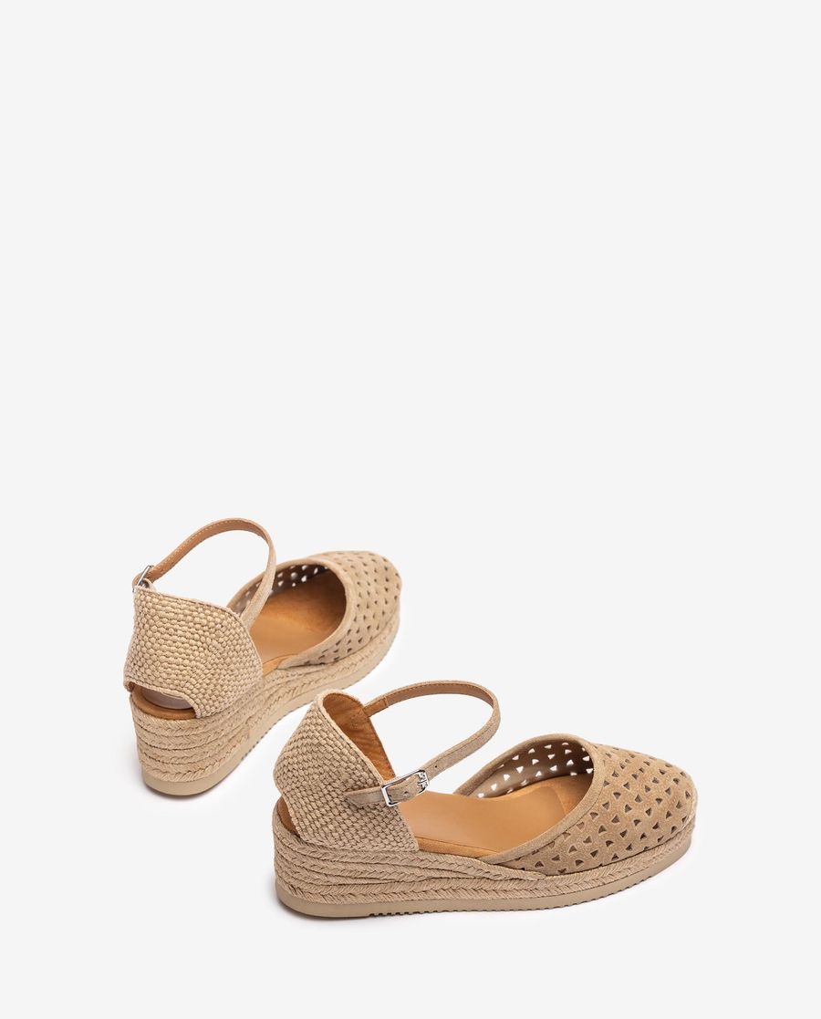 Espadrilles compensées basses perforées Unisa pour femme - Beige