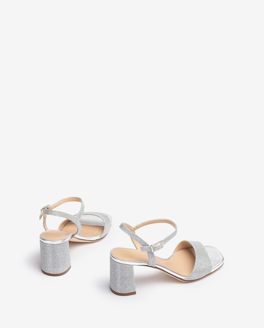 Sandales en tissu brillant Unisa pour femme - Argent