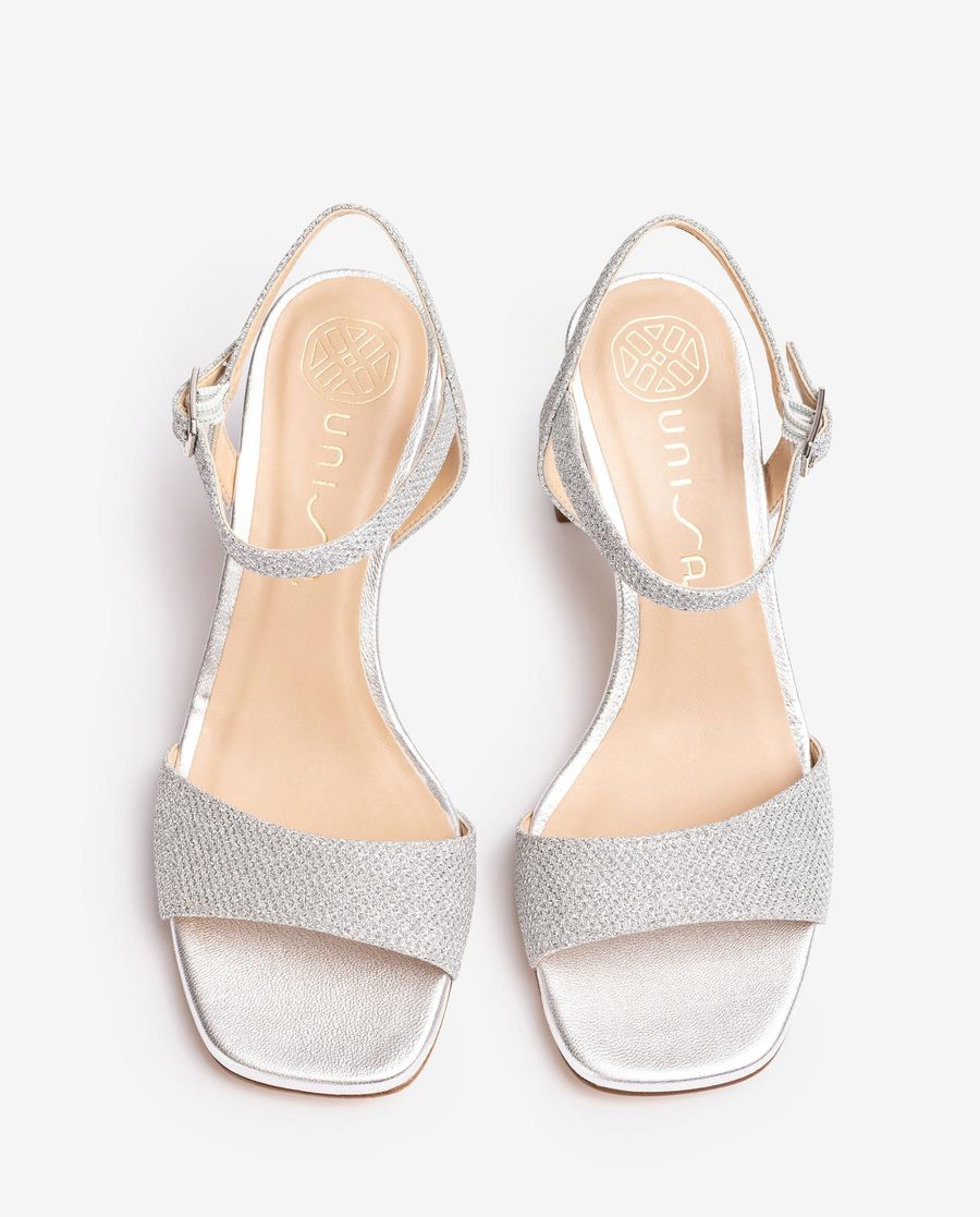 Sandales en tissu brillant Unisa pour femme - Argent