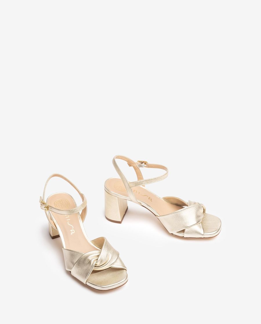 Sandales à talons mi-hauts et brides croisées Unisa pour femme - Doré