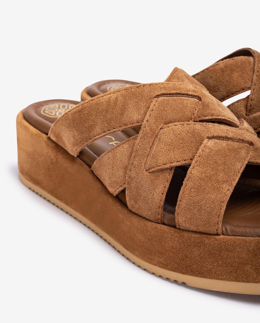 Sandales Unisa pour femme Larges brides croisées - Marron