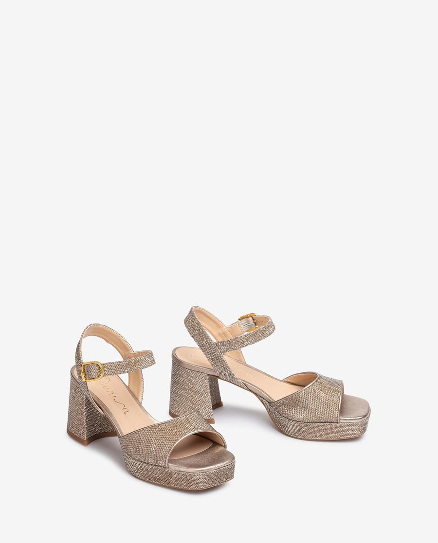 Sandales à plateforme et talon bas Unisa pour femme - Bronze