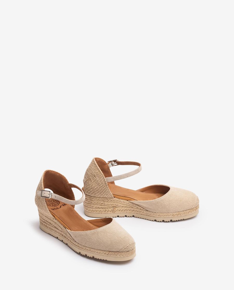 Espadrilles compensées basses Unisa Femme en Ecolino - Marron