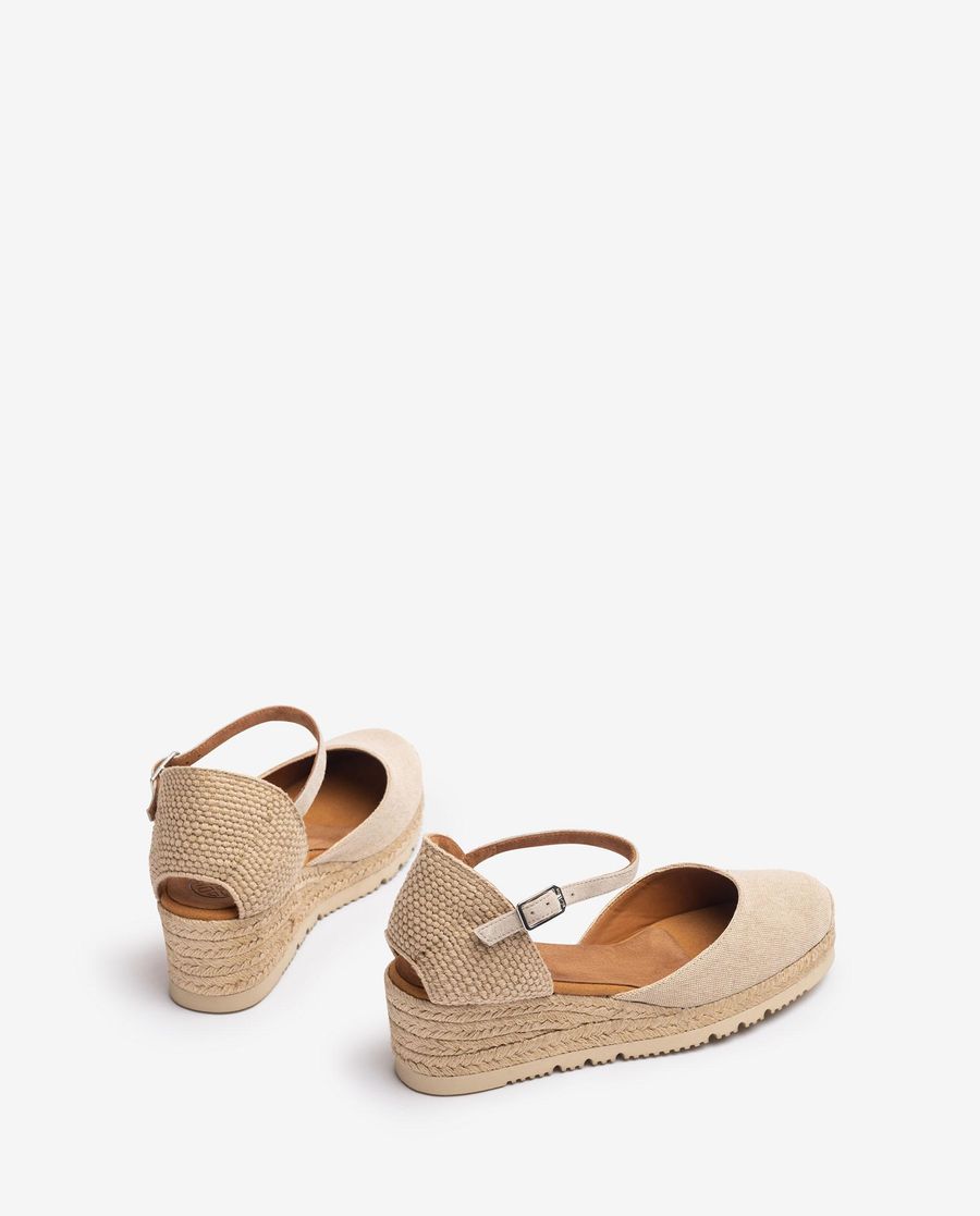 Espadrilles compensées basses Unisa Femme en Ecolino - Marron