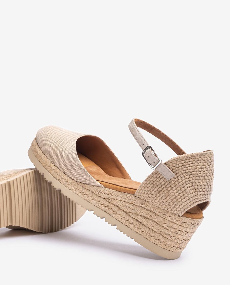 Espadrilles compensées basses Unisa Femme en Ecolino - Marron