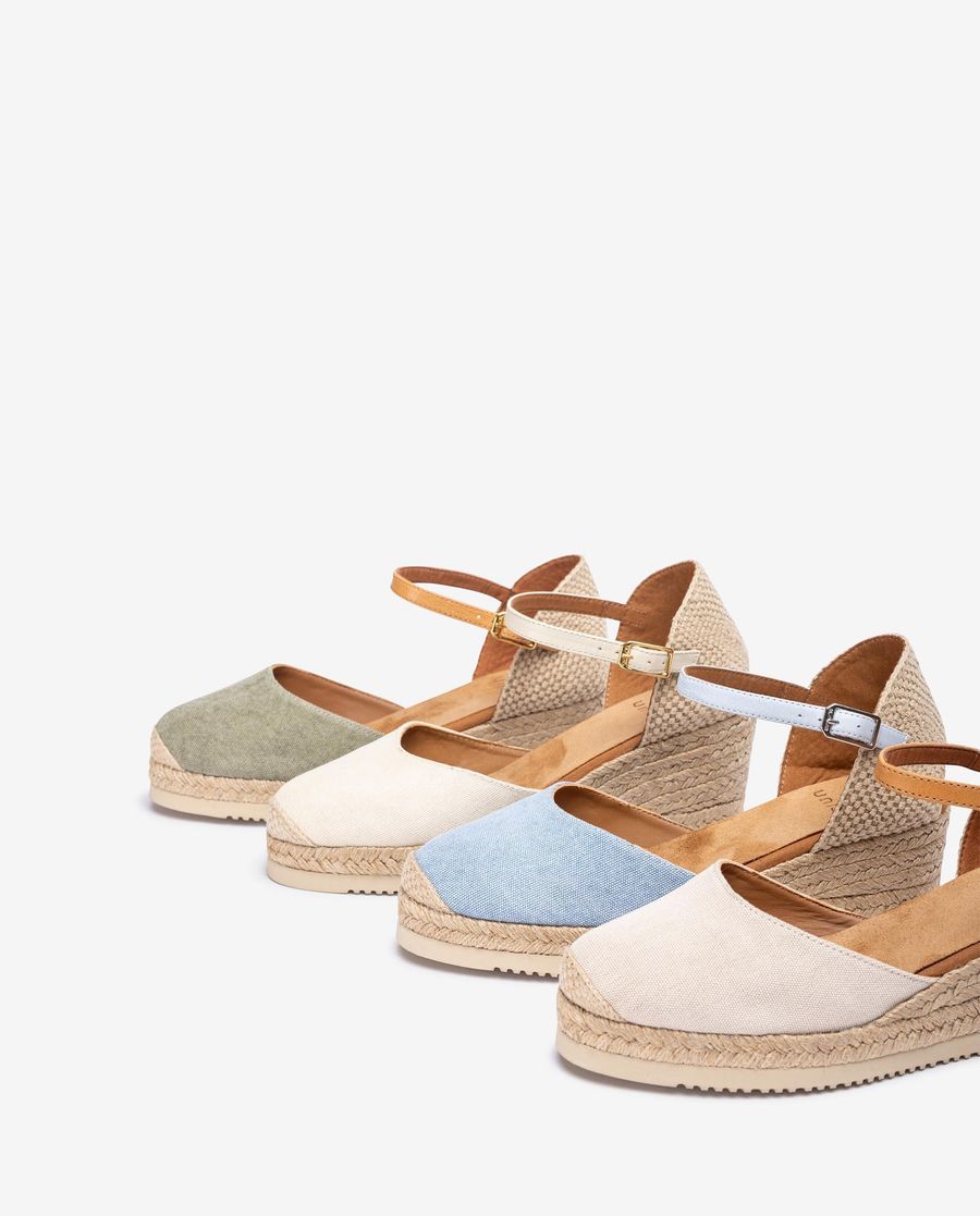 Espadrilles compensées basses Unisa Femme en Ecolino - Marron