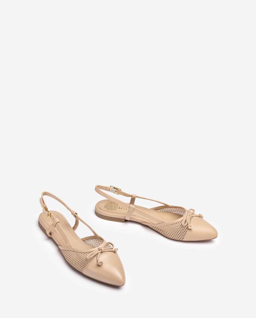 Chaussures plates Unisa à bout pointu et bride arrière pour femme - Beige