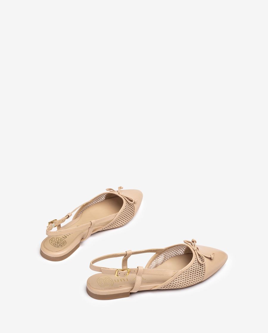Chaussures plates Unisa à bout pointu et bride arrière pour femme - Beige