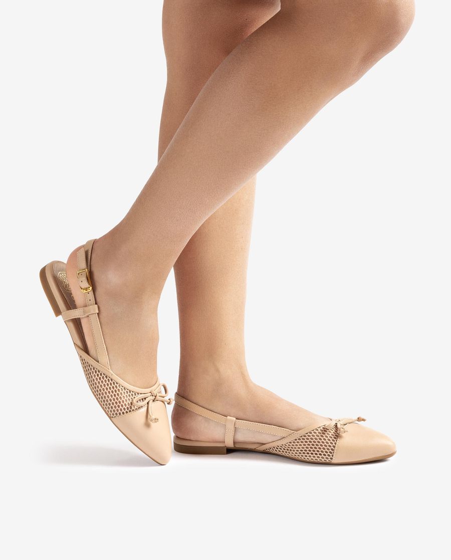 Chaussures plates Unisa à bout pointu et bride arrière pour femme - Beige